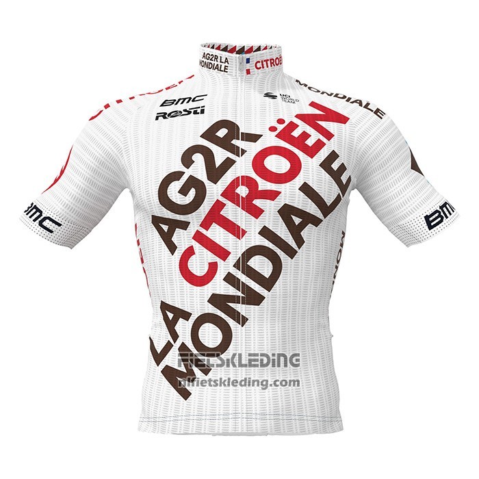 2022 Fietskleding Ag2r La Mondiale Wit Korte Mouwen en Koersbroek
